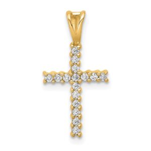 14k 1/6ct Lab Grown Diamond VS/SI+ G+ Comp Cross Pendant