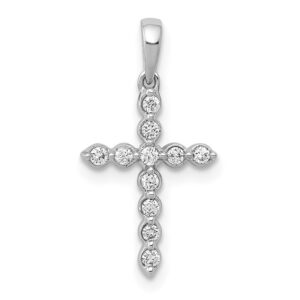 14k White Gold 1/10ct Lab Grown Diamond VS/SI+ G+ Comp Cross Pendant