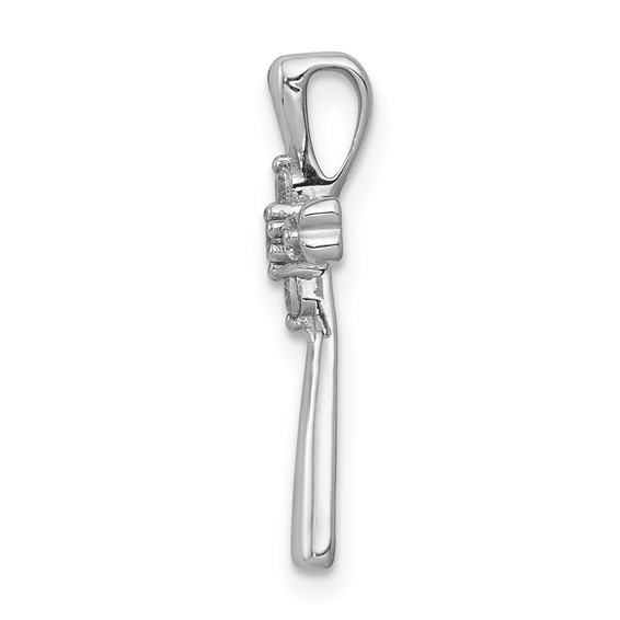 14k White Gold 1/10ct Lab Grown Diamond VS/SI+ G+ Comp Cross Chain Slide - Image 2