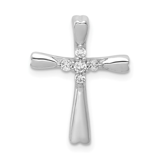 14k White Gold 1/10ct Lab Grown Diamond VS/SI+ G+ Comp Cross Chain Slide