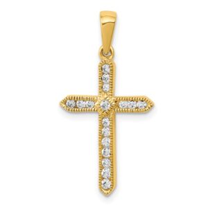 14k 1/4ct Lab Grown Diamond VS/SI+ G+ Comp Cross Pendant