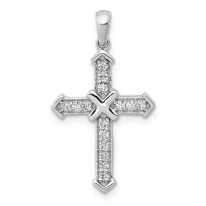 14kw 1/6ct Lab Grown Diamond VS/SI+ G+ Comp Cross Pendant