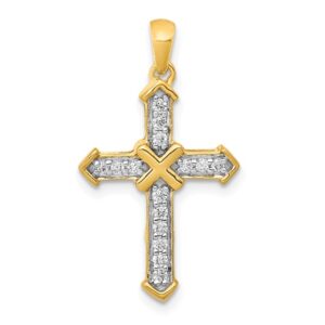 14k 1/6ct Lab Grown Diamond VS/SI+ G+ Comp Cross Pendant
