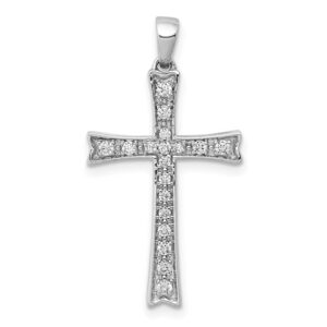 14k White Gold 1/5ct Lab Grown Diamond VS/SI+ G+ Comp Cross Pendant