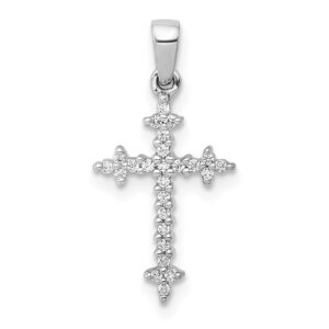 14kw 1/10ct Lab Grown Diamond VS/SI+ G+ Fleur de Lis Comp Cross Pendant
