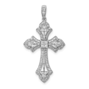 14kw 1/2ct Lab Grown Diamond VS/SI+ G+ Comp Fashion Cross Pendant