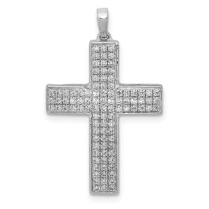 14k White Gold 1/2ct Lab Grown Dia VS/SI+ G+ Comp Latin Cross Pendant