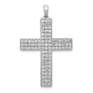 14k White Gold 1ct Lab Grown Diamond VS/SI+ G+ Comp Latin Cross Pendant