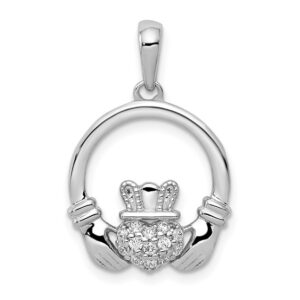 14kw 1/8ct Lab Grown Diamond VS/SI+ G+ Comp Circle Claddagh Pendant