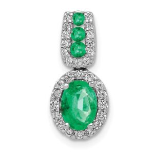 14k White Gold 1/5 ct Lab Grown Dia VS/SI+ G+ & Cr Emerald Halo Pendant