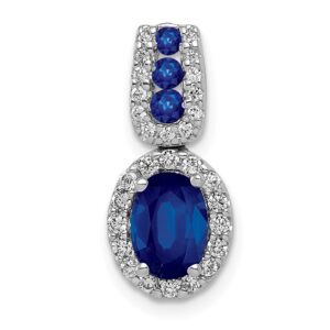 14k White Gold 1/5 ct Lab Grown Dia VS/SI+ G+ & Cr Sapphire Halo Pendant