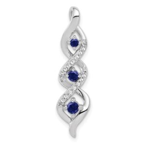 10kw 1/15ct Lab Grown Dia VS/SI+ G+ & Cr Sapphire Twist Chain Slide Pendant