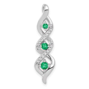 14kw 1/15 ct Lab Grown Dia VS/SI+ G+ & Cr Emerald Twist Chain Slide Pendant