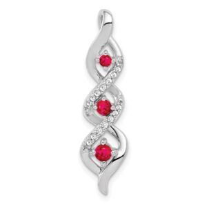 14kw 1/15 ct Lab Grown Dia VS/SI+ G+ & Cr Ruby Twist Chain Slide Pendant