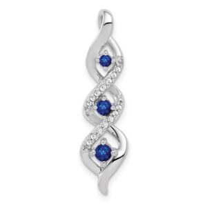 14kw 1/15ct Lab Grown Dia VS/SI+ G+ & Cr Sapphire Twist Chain Slide Pendant