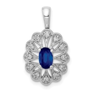 14k White Gold 1/6 ct Lab Grown Diamond VS/SI+ G+ & Cr Sapphire Pendant
