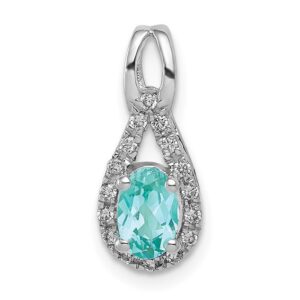 14kw 1/10 ct Lab Grown Dia VS/SI+ G+ & Cr Paraiba Teardrop Pendant