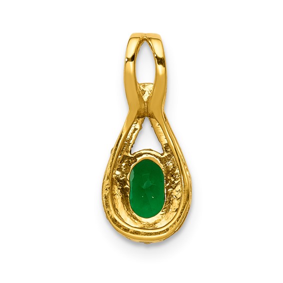14k 1/10 carat Lab Grown Diamond VS/SI+ G+ & Created Emerald Pendant - Image 3