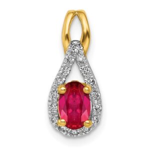 14k 1/10 ct Lab Grown Diamond VS/SI+ G+ and Lab Created Ruby Pendant