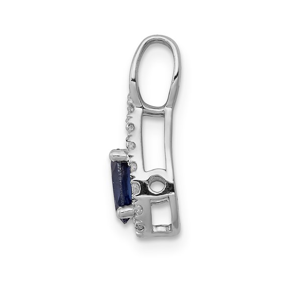 14kw 1/10ct Lab Grown Diamond VS/SI+ G+ & Cr Blue Sapphire Pendant - Image 2