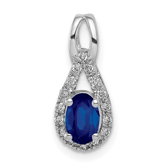 14kw 1/10ct Lab Grown Diamond VS/SI+ G+ & Cr Blue Sapphire Pendant