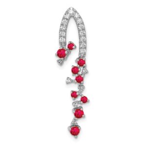 14k White Gold 1/5 ct Lab Grown Dia VS/SI+ G+ & Created Ruby Slide Pendant