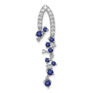 14k White Gold 1/5 ct Lab Grown Dia VS/SI+ G+ & Cr Blue Sapphire Pendant