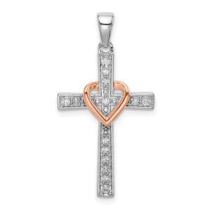 14kt 1/8ct Lab Grown Diamond VS/SI+ G+ Comp Cross with Heart Pendant