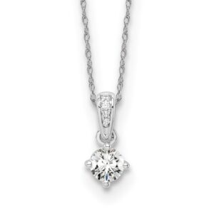 14k White Gold 1/3ct Lab Grown Diamond VS/SI+ G+ 18in Pendant Necklace
