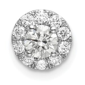 14kw 1/2ct Lab Grown Diamond VS/SI+ G+ Round Halo Chain Slide Pendant