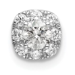 14k White Gold 1/3 ct Lab Grown Dia VS/SI+ G+ Cushion Halo Slide Pendant