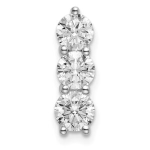 14k White Gold 1 ct Lab Grown Diamond VS/SI+ G+ 3 Stone Chain Slide