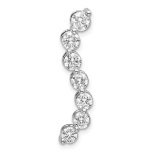 14k White Gold 1 ct Lab Grown Dia VS/SI+ G+ 7 Stone Curved Bar Chain Slide