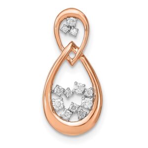 14k Rose Gold 1/8ct Lab Grown Dia VS/SI+ G+ Comp Dbl Teardrop Chain Slide