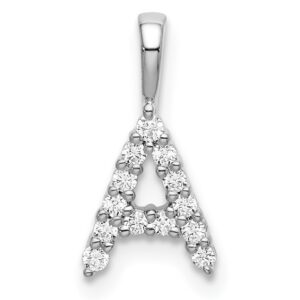 14kw 1/8ct Lab Grown Diamond VS/SI+ G+ Complete Letter A Initial Pendant
