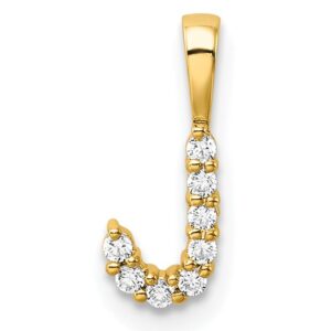 14k 1/10ct Lab Grown Diamond VS/SI+ G+ Complete Letter J Initial Pendant