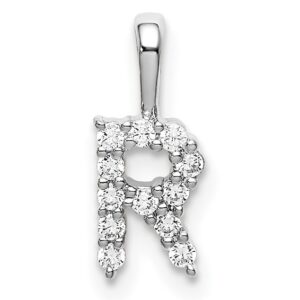 14kw 1/8ct Lab Grown Diamond VS/SI+ G+ Complete Letter R Initial Pendant