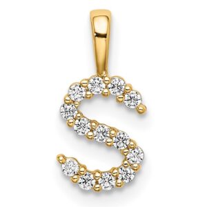 14k 1/8ct Lab Grown Diamond VS/SI+ G+ Complete Letter S Initial Pendant