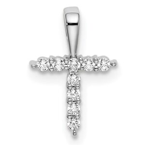 14kw 1/10ct Lab Grown Diamond VS/SI+ G+ Complete Letter T Initial Pendant