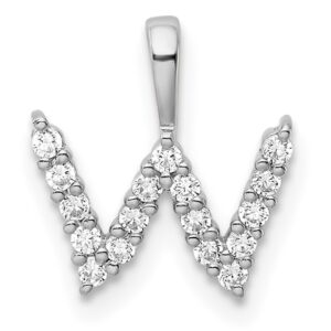 14kw 1/6ct Lab Grown Diamond VS/SI+ G+ Complete Letter W Initial Pendant