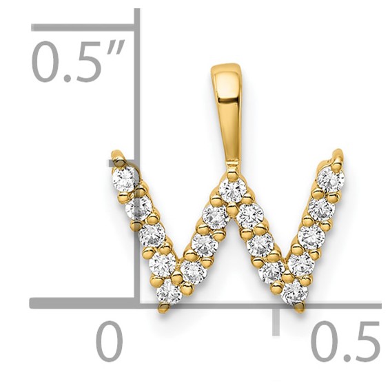 14k 1/6ct Lab Grown Diamond VS/SI+ G+ Complete Letter W Initial Pendant - Image 4