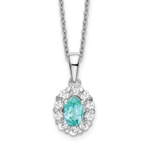 14kw 5/8 ct Lab Grown Dia VS/SI+ G+ & Cr Paraiba 18in Pendant Necklace