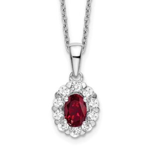 14kw 1/2ct Lab Grown Dia VS/SI+ G+ & Cr Ruby Comp 18in Halo Necklace