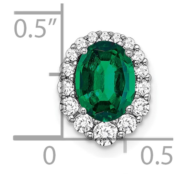 14k White Gold 1/3 ct Lab Grown Diamond VS/SI+ G+ & Cr Emerald Chain Slide - Image 3