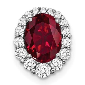 14k White Gold 1/3 ct Lab Grown Diamond VS/SI+ G+ & Cr Ruby Chain Slide