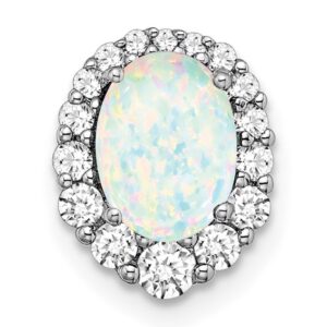 14kw 1/3 ct Lab Grown Diamond VS/SI+ G+ & Created Opal Chain Slide