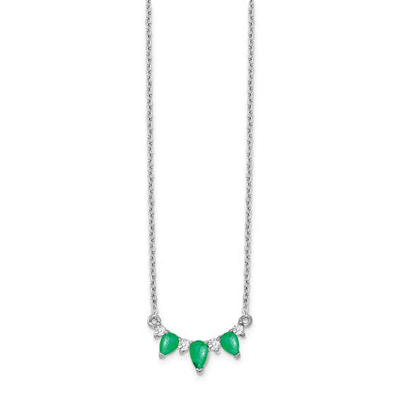 14kw 1/8ct Lab Grown Diamond VS/SI+ G+ & Cr Emerald Comp 18in Necklace - Image 2