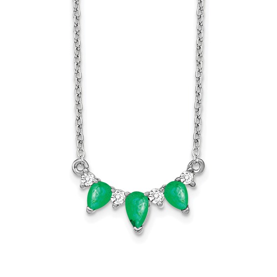 14kw 1/8ct Lab Grown Diamond VS/SI+ G+ & Cr Emerald Comp 18in Necklace