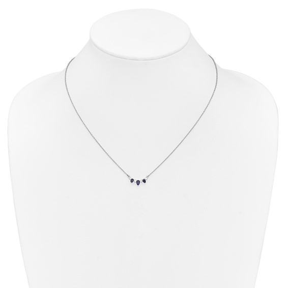 14kw 1/8ct Lab Grown Diamond VS/SI+ G+ & Cr Sapphire Comp 18in Necklace - Image 3