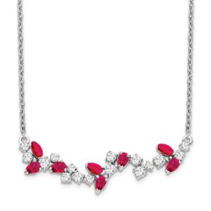14kw 3/8ct Lab Grown Diamond VS/SI+ G+ & Cr Ruby Comp 18in Bar Necklace
